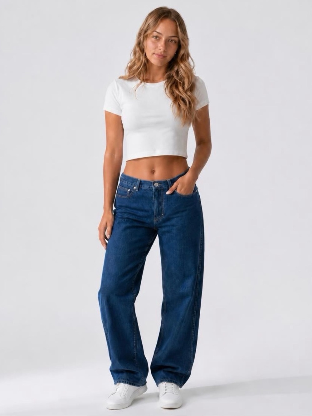 AMO Billie Relaxed Wide Straight Leg Jeans Dark Wash Size 31